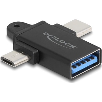 Delock USB-C USB-A 2.0 micro -> USB-A 3.0 M/F adapter fekete OTG