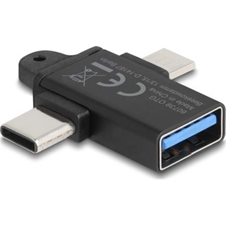 Delock USB-C USB-A 2.0 micro -> USB-A 3.0 M/F adapter fekete OTG