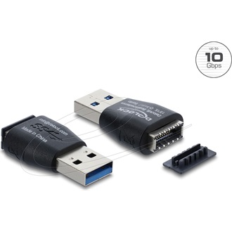 Delock USB-A 3.0 -> Type-E M/F adapter fekete