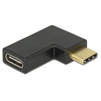 Delock USB-C - USB-C M/F adapter fekete 90° bal/jobb