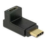Delock USB-C - USB-C M/F adapter fekete 90° fel/le