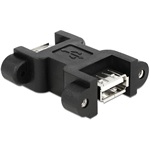 Delock USB-A 2.0 - USB-A 2.0 F/F adapter fekete screw nuts