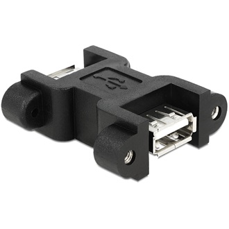 Delock USB-A 2.0 - USB-A 2.0 F/F adapter fekete screw nuts