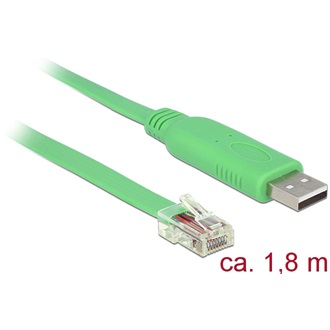 Delock USB-A 2.0 -> Serial RS-232 RJ45 M/M adatkábel 1.8m zöld