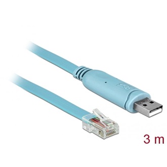 Delock USB-A 2.0 -> RS-232-RJ45 M/M adatkábel 3m kék