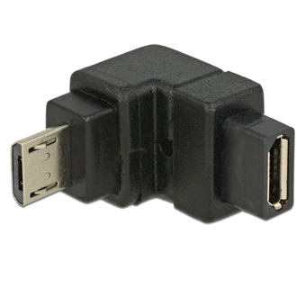 Delock USB-B 2.0 micro - USB-B 2.0 micro M/F adapter fekete 90°le