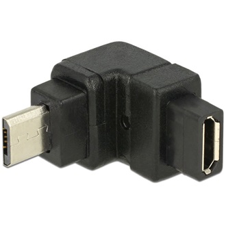 Delock USB-B 2.0 micro - USB-B 2.0 micro M/F adapter fekete 90°fel