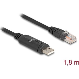 Delock Adapter USB 2.0 A-típusú csatlakozó - 1 x soros RS-232 RJ45 csatlakozó 1,8 m fekete