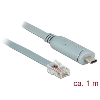 Delock USB-C -> Serial RS-232 RJ45 M/M adatkábel 1m szürke