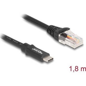 Delock Adapter USB 2.0 Type-C  csatlakozó - 1 x soros RS-232 RJ45 csatlakozó 1,8 m fekete