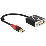 Delock USB-A 3.0 -> DVI-D M/F adapter 0.2m fekete