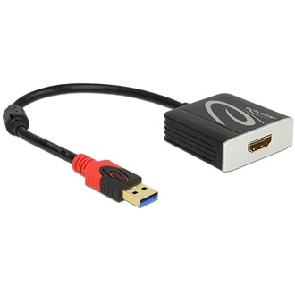 Delock USB-A 3.0 -> HDMI M/F adapter 0.2m fekete