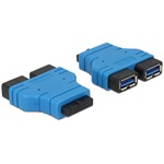 Delock USB-A 3.0 pinheader 19pin -> 2db USB-A 3.0 F/F adapter kék
