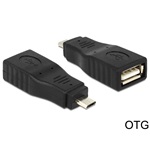 Delock USB-B 2.0 micro -> USB-A 2.0 M/F adapter fekete OTG