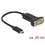 Delock USB-C -> Serial RS-232 M/M adapter 0.25m fekete