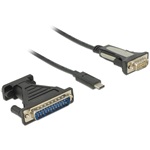 Delock USB-C -> Serial DB9 M/M adatkábel 1.8m fekete + DB25 adapter