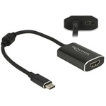 Delock USB-C -> HDMI M/F adapter 0.2m fekete (DP Alt Mode) 4K 60 Hz with PD 
