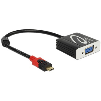 Delock USB-C -> VGA M/F adapter 0.2m fekete (DP Alt Mode)