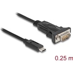 Delock USB-C -> Serial RS-232 DB9 M/M adatkábel 0.25m fekete