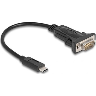 Delock USB-C -> Serial RS-232 DB9 M/M adatkábel 0.25m fekete