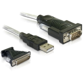 Delock USB 2.0 A -> Serial RS-232 M/M adapter 1.1m szürke +RS232 DB9 to DB25 male adapter