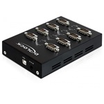 Delock USB-B 2.0 -> 8db Serial RS-232 F/M adapter fekete