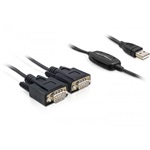 Delock USB-A 2.0 -> 2db Serial RS-232 M/M adatkábel 1.4m fekete