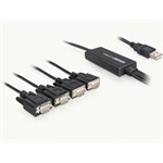 Delock USB-A 2.0 -> 4db Serial RS-232 M/M adatkábel 1.4m fekete