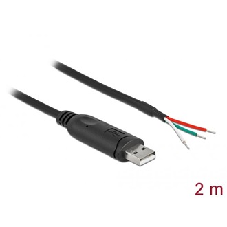 Delock USB-A 2.0 -> nyitott vezeték M/M adatkábel 2m fekete Serial RS-232