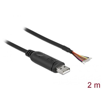 Delock USB-A 2.0 -> 9db Serial RS-232 nyitott vezeték M/M adatkábel 2m fekete