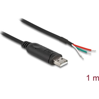 Delock USB-A 2.0 -> Serial RS-485 nyílt vezeték Male adatkábel 1m fekete