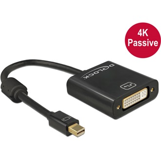 Delock Displayport mini 1.2 -> DVI-I M/F adapter 0.2m 4K passzív fekete