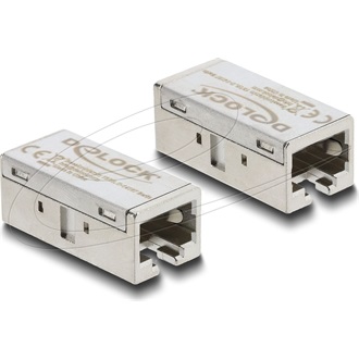 Delock Adapter összekötő RJ45 aljzat aljzat, Cat.6A, fémházas