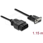 Delock Adapterkábel OBD-2 dugó   Sub-D 9 tűs aljzat, csavaros rögzítéssel, 1,15 m