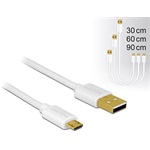 Delock USB-A 2.0 -> USB-B 2.0 micro M/M adatkábel fehér készlet 0,3/0,6/0,9m