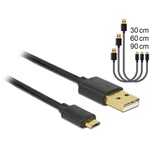 Delock USB-A 2.0 -> USB-B 2.0 micro M/M adatkábel fekete készlet 0,3/0,6/0,9m