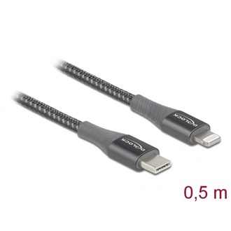 Delock USB-C -> Lightning M/M adatkábel 0.5m szürke MFi