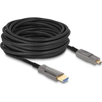 Delock HDMI micro D -> HDMI M/M aktív video kábel 10m fekete USB-C™, DisplayPort, HDMI, DVI adapterrel, 8K60Hz