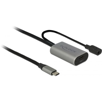 Delock USB-C 3.1 Gen1 DC -> USB-C 3.2 Gen1 M/F adatkábel hosszabbító 5m fekete