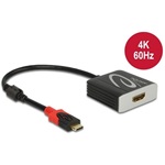 Delock USB-C -> HDMI 2.0 M/F aktív adapter 0.2m fekete HDR
