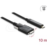 Delock Aktív optikai kábel USB 10 Gbps USB Type-C  apa > USB 10 Gbps Micro-B Típusú dugó csavarokkal ellátott 10 m