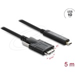 Delock Aktív optikai kábel USB 10 Gbps USB Type-C  apa > USB 10 Gbps Micro-B Típusú dugó csavarokkal ellátott 5 m