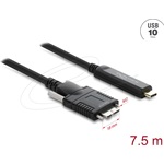 Delock Aktív optikai kábel USB 10 Gbps USB Type-C  apa > USB 10 Gbps Micro-B Típusú dugó csavarokkal ellátott 7,5 m