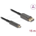 Delock AOC USB-C / Thunderbolt -> DisplayPort 2.1 M/M aktív video kábel 15m fekete