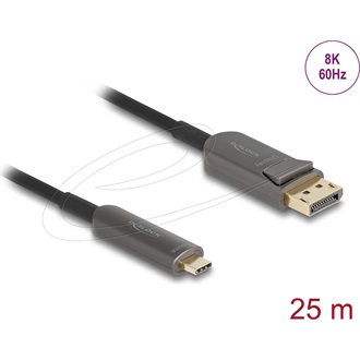 Delock Aktív optikai kábel USB Type-C    DisplayPort, 8K 60 Hz, 40 Gbps, 25 m