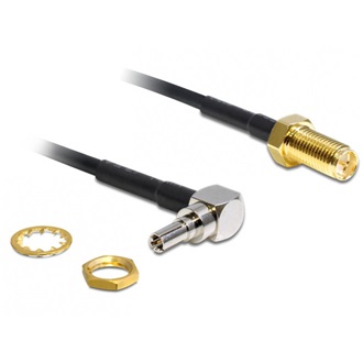 Delock RP-SMA -> CRC-9 M/F antenna kábel 0.2m 90° fekete