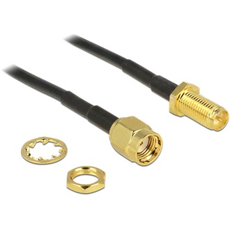 Delock RP-SMA M/F antenna kábel 0.2m Bulkhead fekete