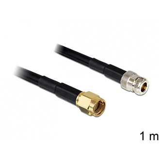 Delock RP-SMA -> N F/M antenna kábel 1m LMR195 fekete
