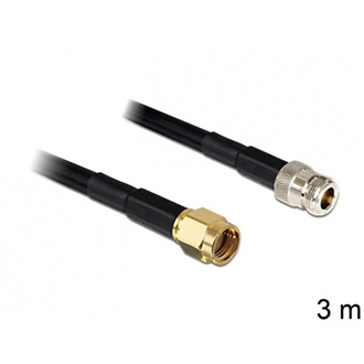 Delock RP-SMA -> N F/M antenna kábel 3m LMR195 fekete