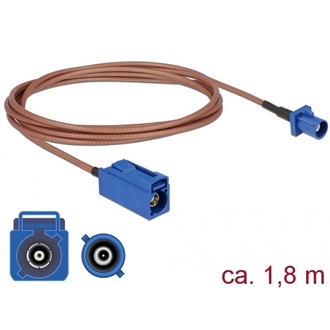 Delock FAKRA-C -> FAKRA-C M/F antenna kábel 1.8m réz RG-316